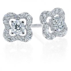 Classic clover shaped halo earrings