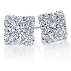 Bold and brilliant square diamond cluster stud earrings