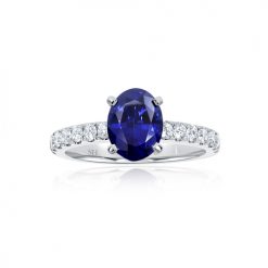 Classic single sapphire with slim band