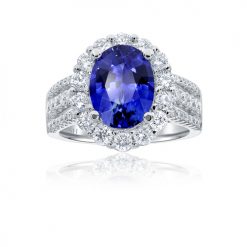 Vast blue sapphire ring with tri-band