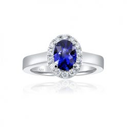 Classic sapphire halo with polished band