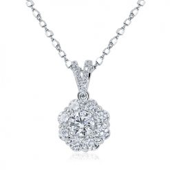 Blossom halo diamond pendant