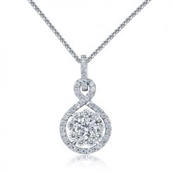 Infinite loop diamond halo pendant