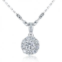 Classic single halo diamond pendant