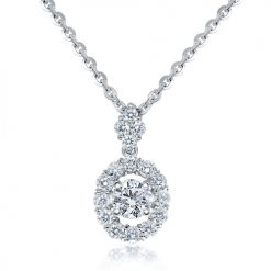 Oval bright halo diamond pendant