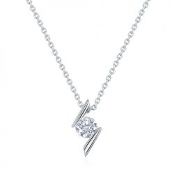 Diagonal floating diamond pendant
