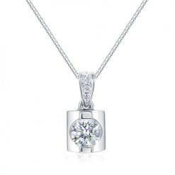 Geometric 2-claw solitaire diamond pendant