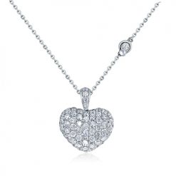 Encrusted heart-shape pendant with diamond-set tapered bail
