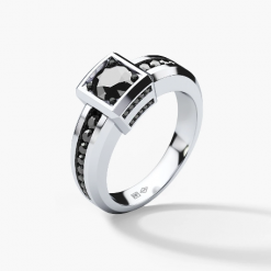 VULTURE Comfort Fit Mens Gold Wedding Ring with 1.45 ct Black Diamonds