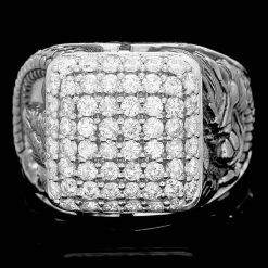 14K WHITE GOLD 1.90CT DIAMOND MENS RING
