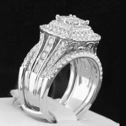 Princess Cut White Sapphire 925 Sterling Silver Bridal Sets