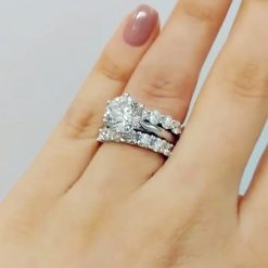 Round Cut White Sapphire 925 Sterling Silver 3-Piece Bridal Sets