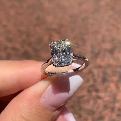 Radiant Cut White Sapphire 925 Sterling Silver Classic Engagement Rings