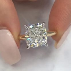 Cushion Cut White Sapphire 925 Sterling Silver Gold Engagement Rings