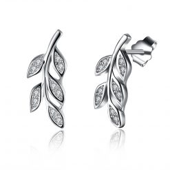 Branch Round Cut White Sapphire S925 Silver Earrings