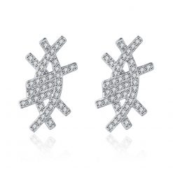 Round Cut White Sapphire Shining S925 Silver Earrings