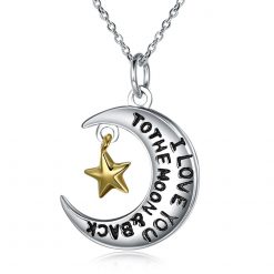 Rose Heart Silver Moon S925 Silver Necklaces