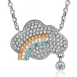Round Cut White Sapphire S925 Silver Cloud Rainbow Necklaces