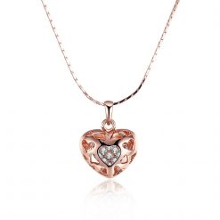 Round Cut White Sapphire Gold/Rose Gold/Silver Heart Titanium Necklaces
