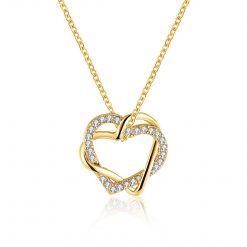 Hearts Round Cut White Sapphire Gold/Rose Gold Titanium Necklaces
