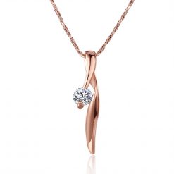 Round Cut White Sapphire Rose Gold Titanium Necklaces