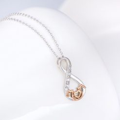 Gift for Mom 925 Sterling Silver Rose Gold Infinity Love Necklace
