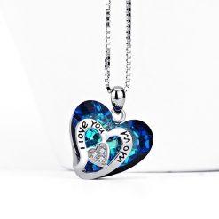 Gift for Mom Swarovski Crystal 925 Sterling Silver Heart Necklace