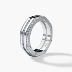 GRANT Mens Gold Wedding Band with Diamonds