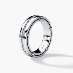 FRANKLIN Comfort Fit Gold Mens Wedding Band with Diamonds