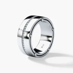 FRANKLIN Comfort Fit Mens Gold Wedding Band with Diamonds