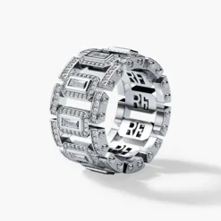 LA PAZ Mens Gold Wedding Band with 3.20ct Diamonds