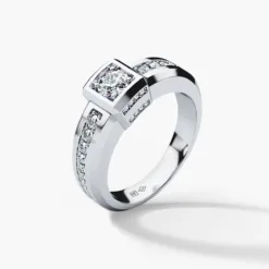 VULTURE Comfort Fit Mens Gold Wedding Ring with 0.90 ct Diamonds
