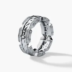 CRISSON Mens Gold Wedding Band with Diamonds