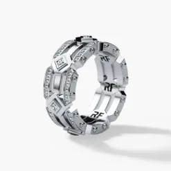 ARGONAUT Mens Gold Wedding Band with Diamonds