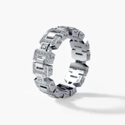 BAKER Mens Gold Wedding Band with Diamonds