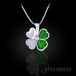 Green Garnet Four Leaf Clover Pendant