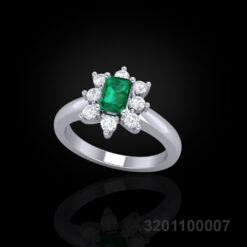 Floral Emerald Cluster Ring
