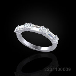 Alternating Baguette and Round Diamond Ring