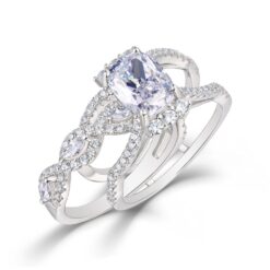 Radiant Cut White Sapphire 925 Sterling Silver Insert Bridal Sets