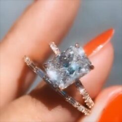 Radiant Cut White Sapphire 925 Sterling Silver Bridal Sets