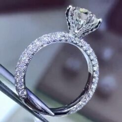 Round Cut White Sapphire 925 Sterling Silver Engagement Rings