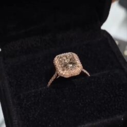 Radiant Cut White Sapphire 925 Sterling Silver Rose Gold Halo Engagement Rings