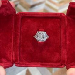 Radiant Cut White Sapphire 925 Sterling Silver 3-Stone Engagement Rings