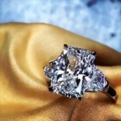 Radiant Cut White Sapphire 925 Sterling Silver 3-Stone Engagement Rings