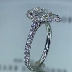 Pear Cut White Sapphire 925 Sterling Silver Halo Engagement Rings