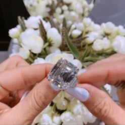 Emerald Cut White Sapphire 925 Sterling Silver 3-Stone Engagement Rings