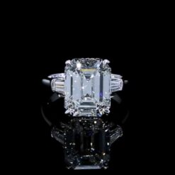 Emerald Cut White Sapphire 925 Sterling Silver 3-Stone Engagement Rings