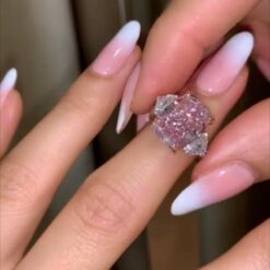 Radiant Cut Pink Sapphire 925 Sterling Silver 3-Stone Engagement Rings