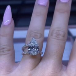 Pear Cut White Sapphire 925 Sterling Silver Engagement Rings