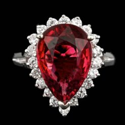 14K WHITE GOLD 5.00CT TOURMALINE 0.73CT DIAMOND RING